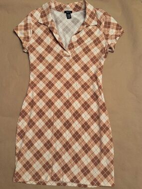 Rue21 Brown and Cream Argyle Polo Dress